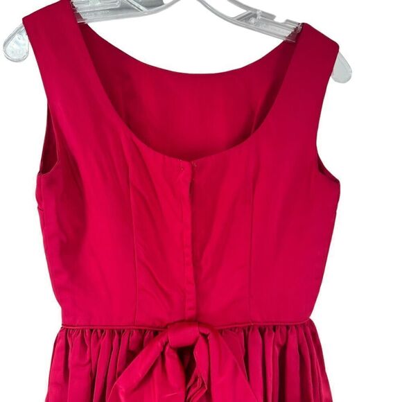1960s Party Dress Berry Red Bow Back Sleeveless Flare Skirt Monterey Modes XS - Picture 8 of 13